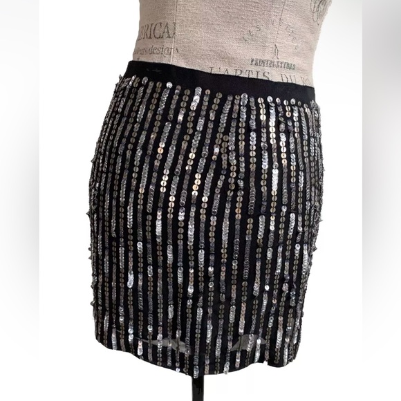 THEORY sequin 100% silk mini skirt sz 2 party evening  event formal lined - Picture 1 of 16